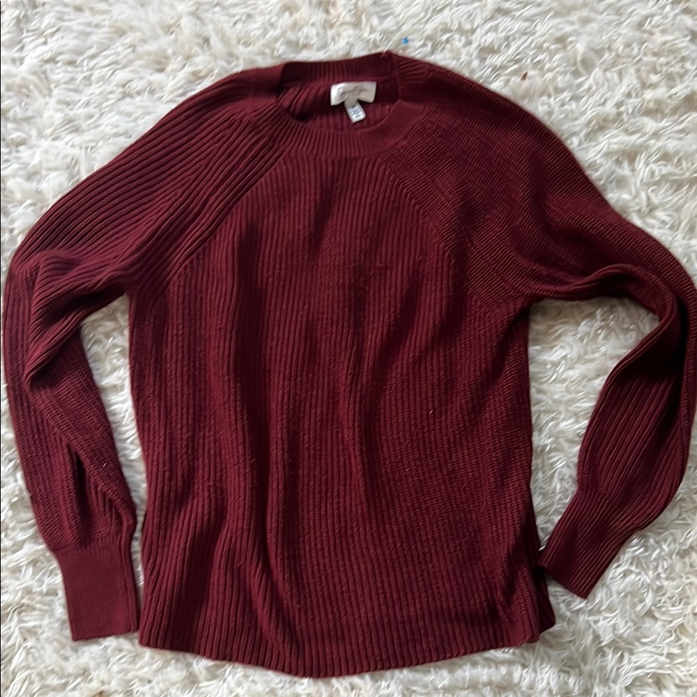 Burgundy Ribbed Women's Sweater